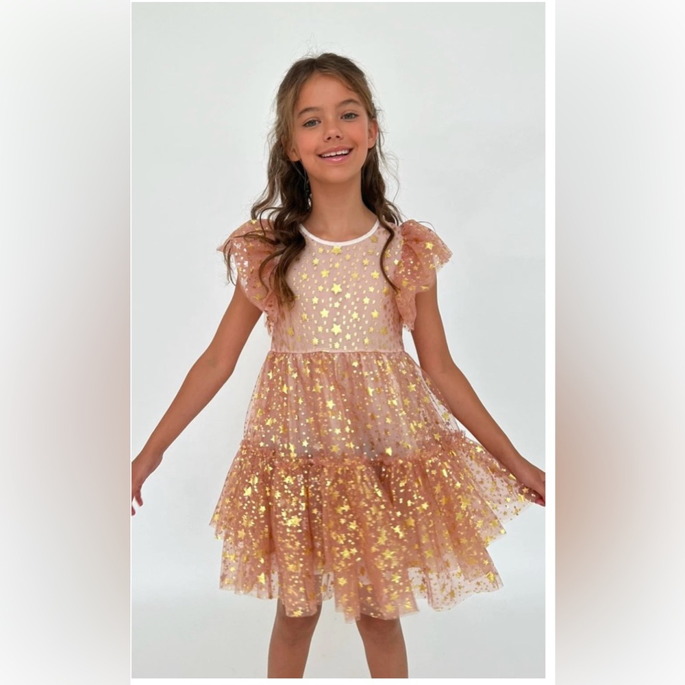 Lola and The Boys Gold Tulle Dress
